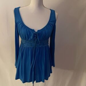 Blue Long Sleeve Women's Blouse